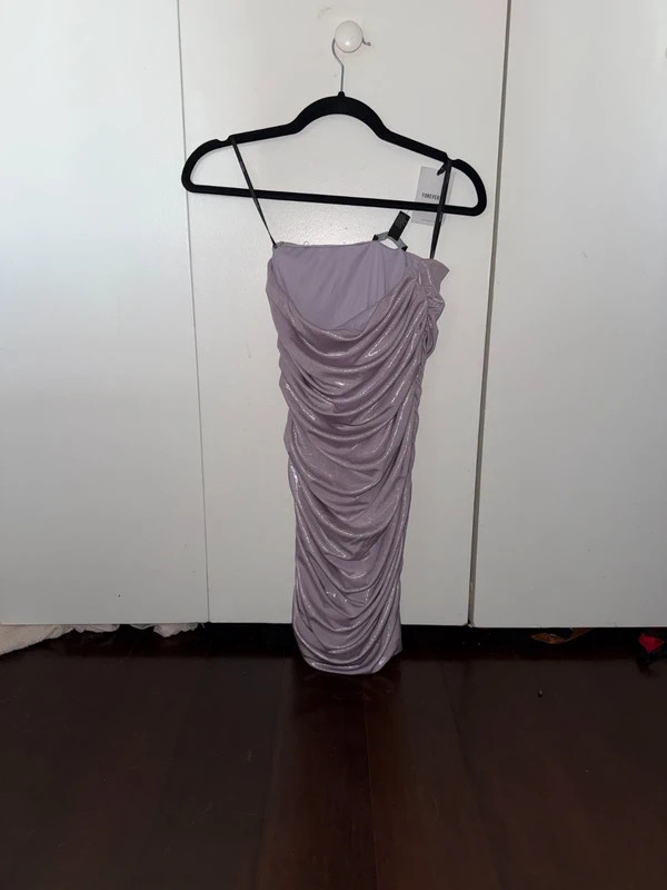 Forever 21 Lilac Shimmer Ruched Dress Forever 21 Lilac Shimmer Ruched Dress