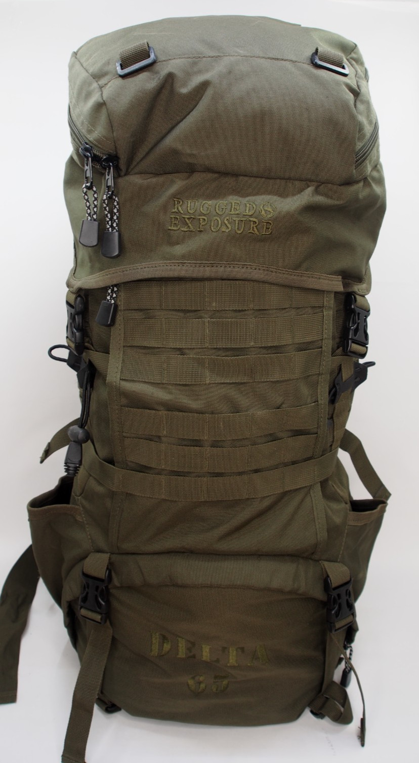 Rugged Exposure Delta 65L Backpack Army Green Adjustable Size Rugged Exposure Delta 65L Backpack Army Green Adjustable Size