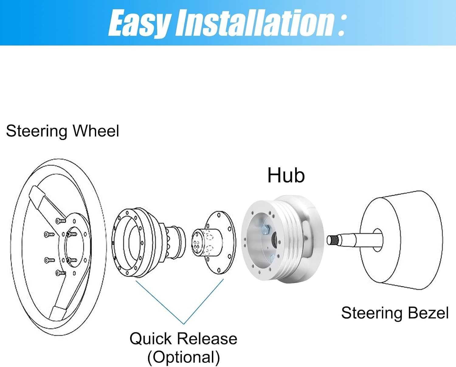 Adaptador de buje de volante de aluminio mecanizado de 5 y 6 orificios, compatib Adaptador de buje de volante de aluminio mecanizado de 5 y 6 orificios, compatib