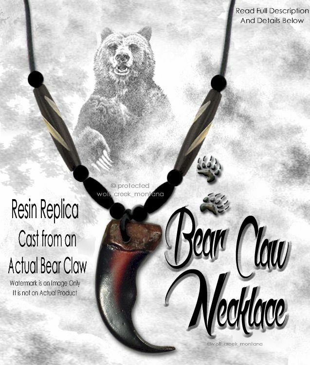 BEAR GRIZZLY CLAW NECKLACE Wild Mountain Man Rendezvous Replica Son Brother #G5\'