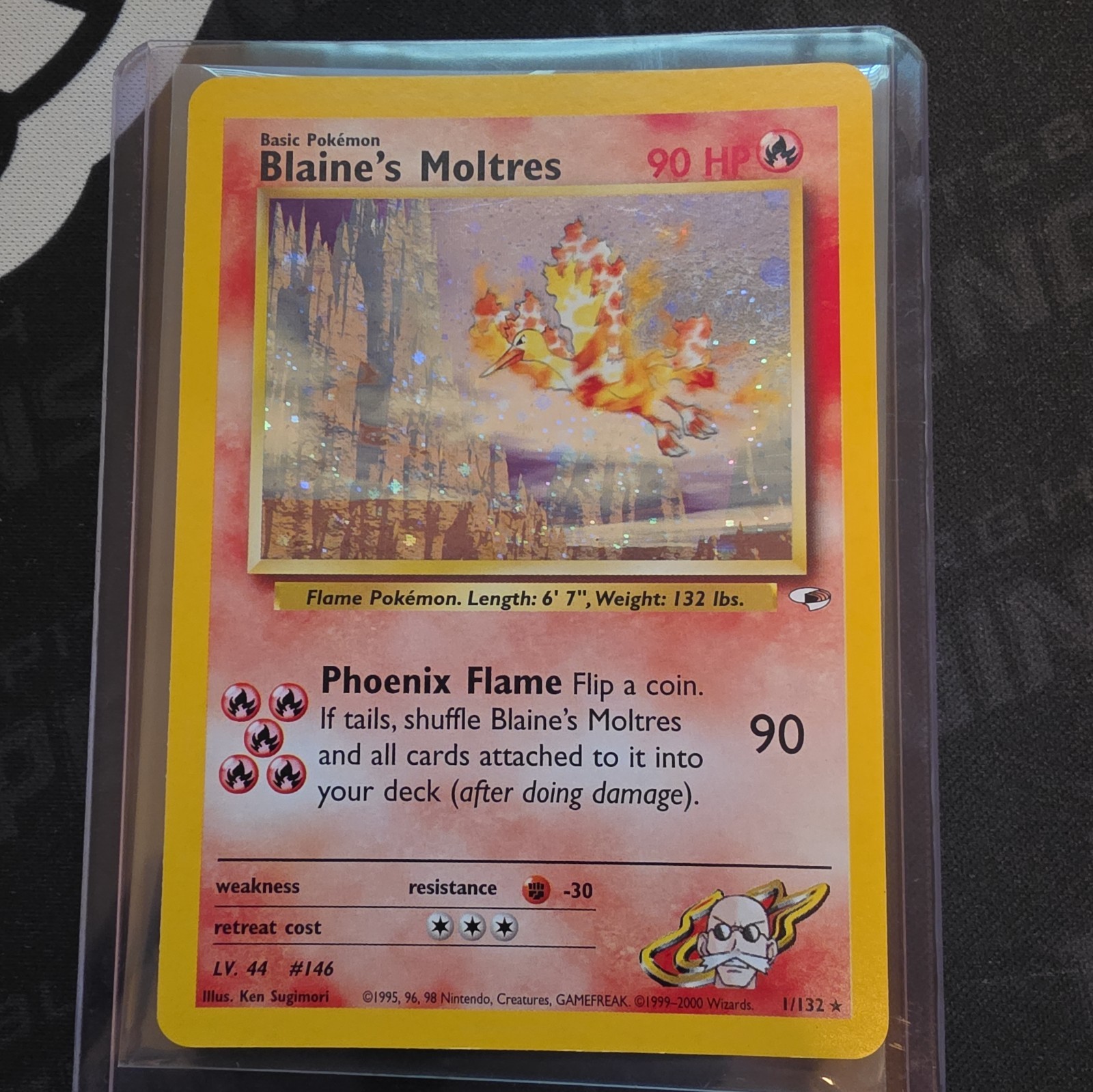 Blaine\'s Moltres 1/132 Gym Heroes Holo Rare Unlimited English Pokémon TCG 2000