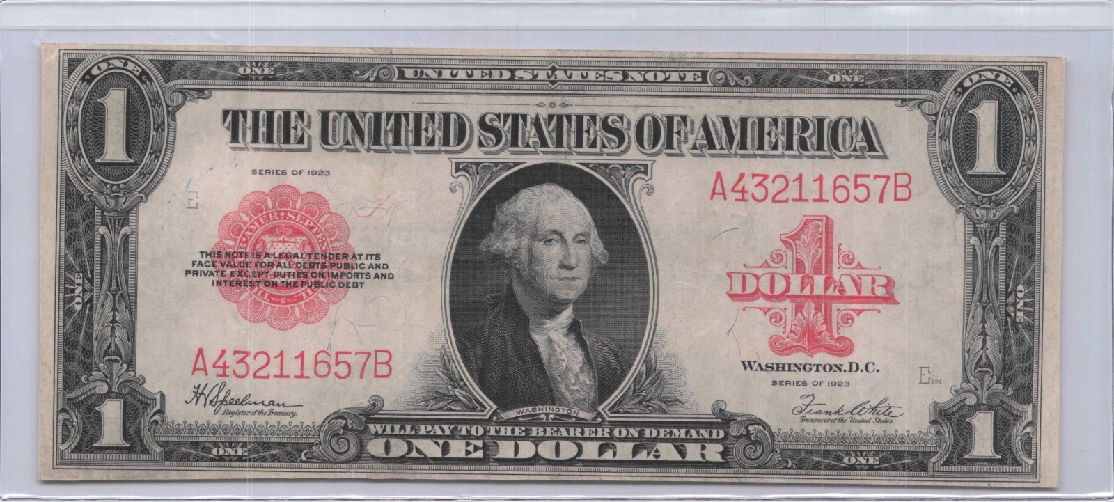 RARE 1923 $1 LEGAL TENDER RED SEAL VERY NICE NOTE