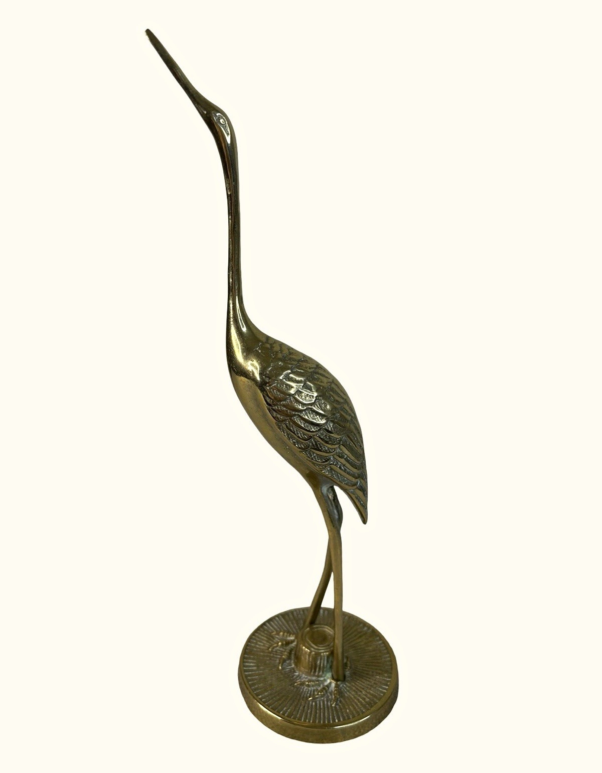 Vintage Brass Mid Century Crane Sculpture 11” Vintage Brass Mid Century Crane Sculpture 11”
