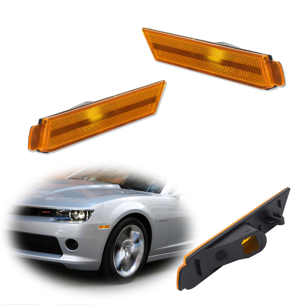 For Chevy Camaro 2010-2015 Front Bumper Side Marker Light Reflector Amber Covers