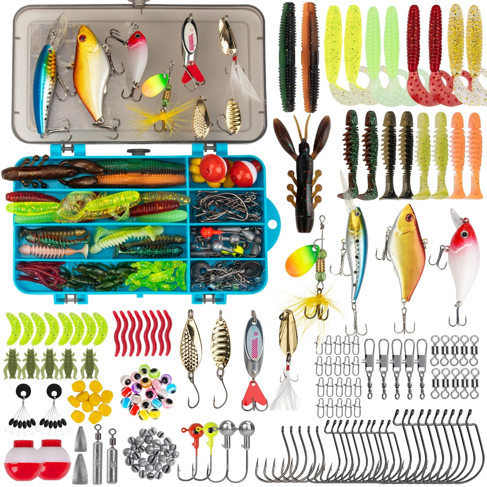 Fishing Gear Kit Complete Fish Lures Accessories Set Freshwater Tackle Box Gift 
