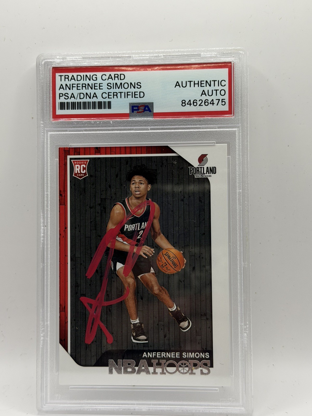 2018-19 Panini Hoops Anfernee Simons Signed Rookie RC #277 PSA DNA Blazers NBA