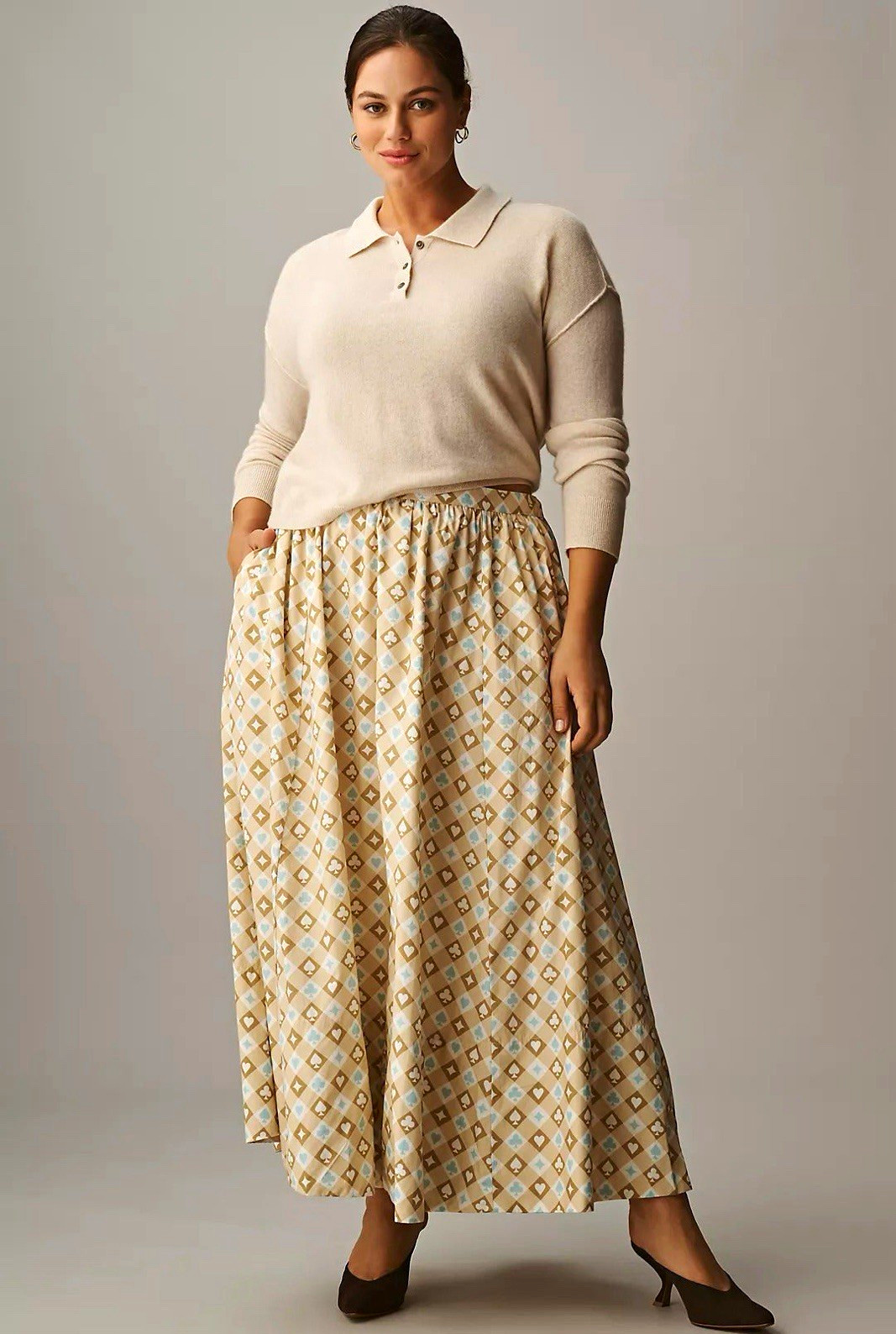Anthropologie Maeve Jacie Playing Card Maxi Skirt 1X NWT $158 Anthropologie Maeve Jacie Playing Card Maxi Skirt 1X NWT $158