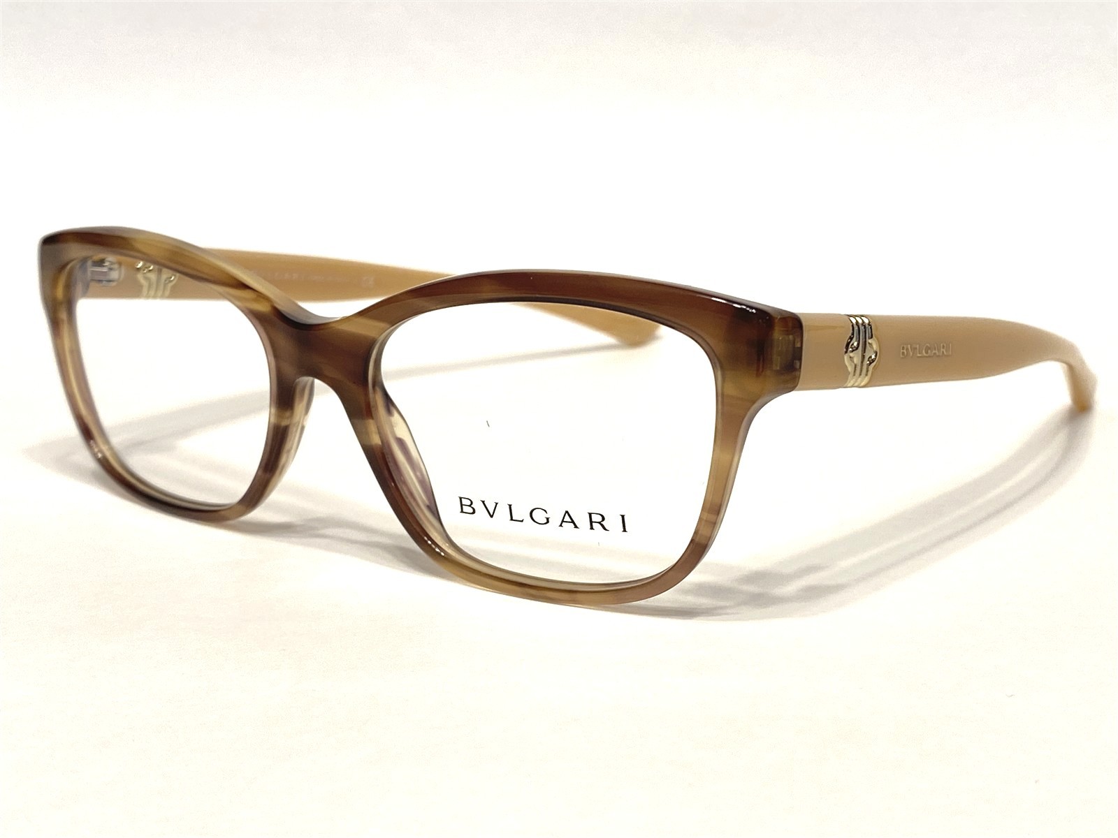 Women\'s Bvlgari Eyeglass Frames BV4115 5240 Striped Brown Cat Eye 52/16~140 NEW