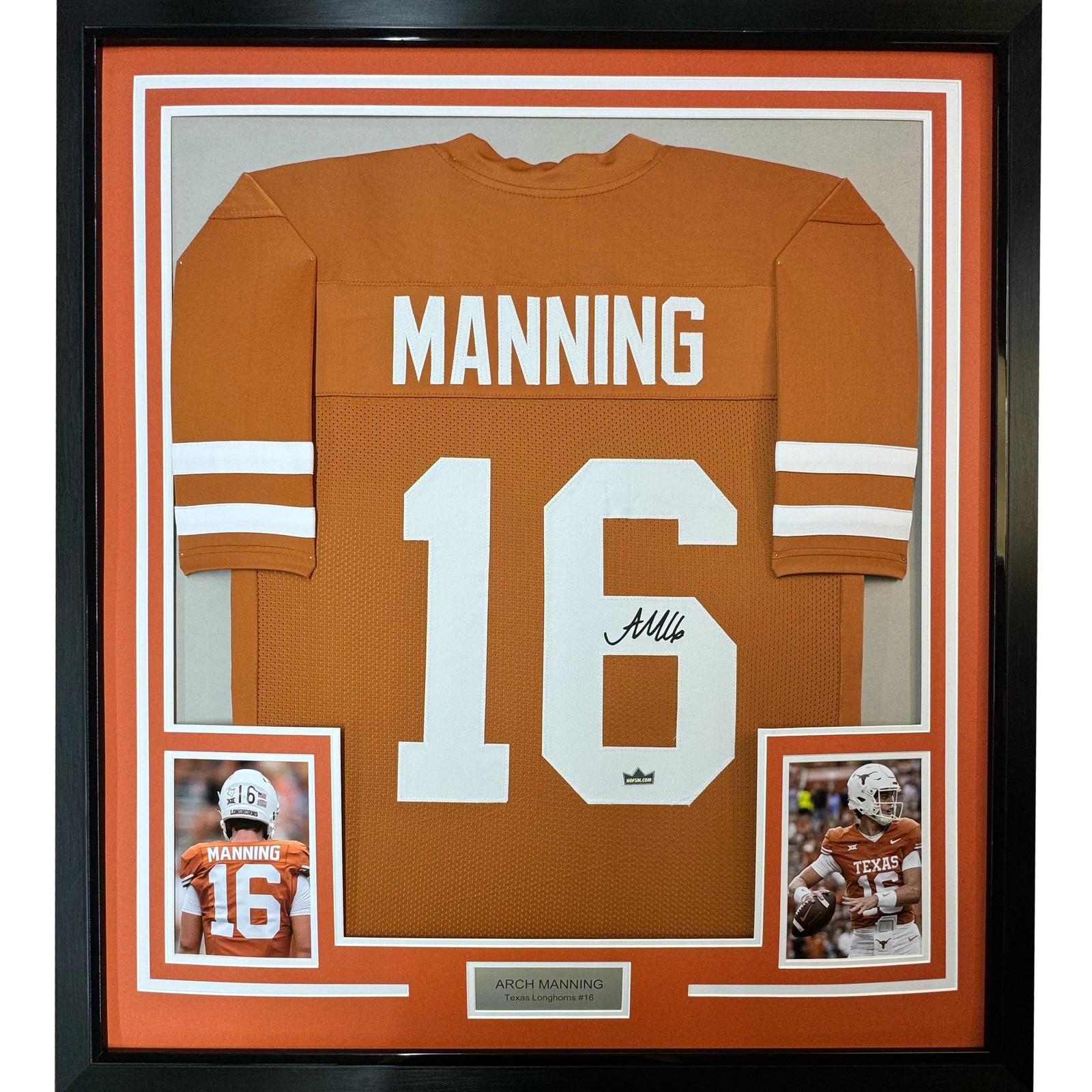 Framed Facsimile Autographed Arch Manning 35x39 Texas Orange Reprint Jersey Framed Facsimile Autographed Arch Manning 35x39 Texas Orange Reprint Jersey