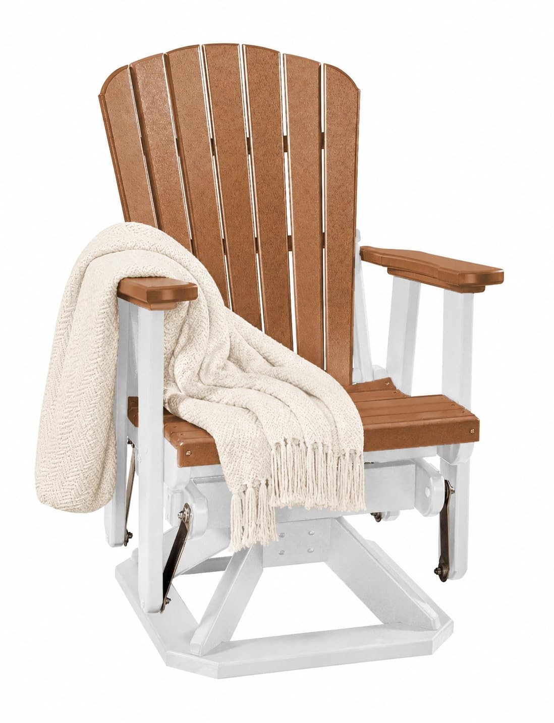 Slat Fan Back Swivel Glider Chair by DutchCrafters Amish Made USA White & Cedar