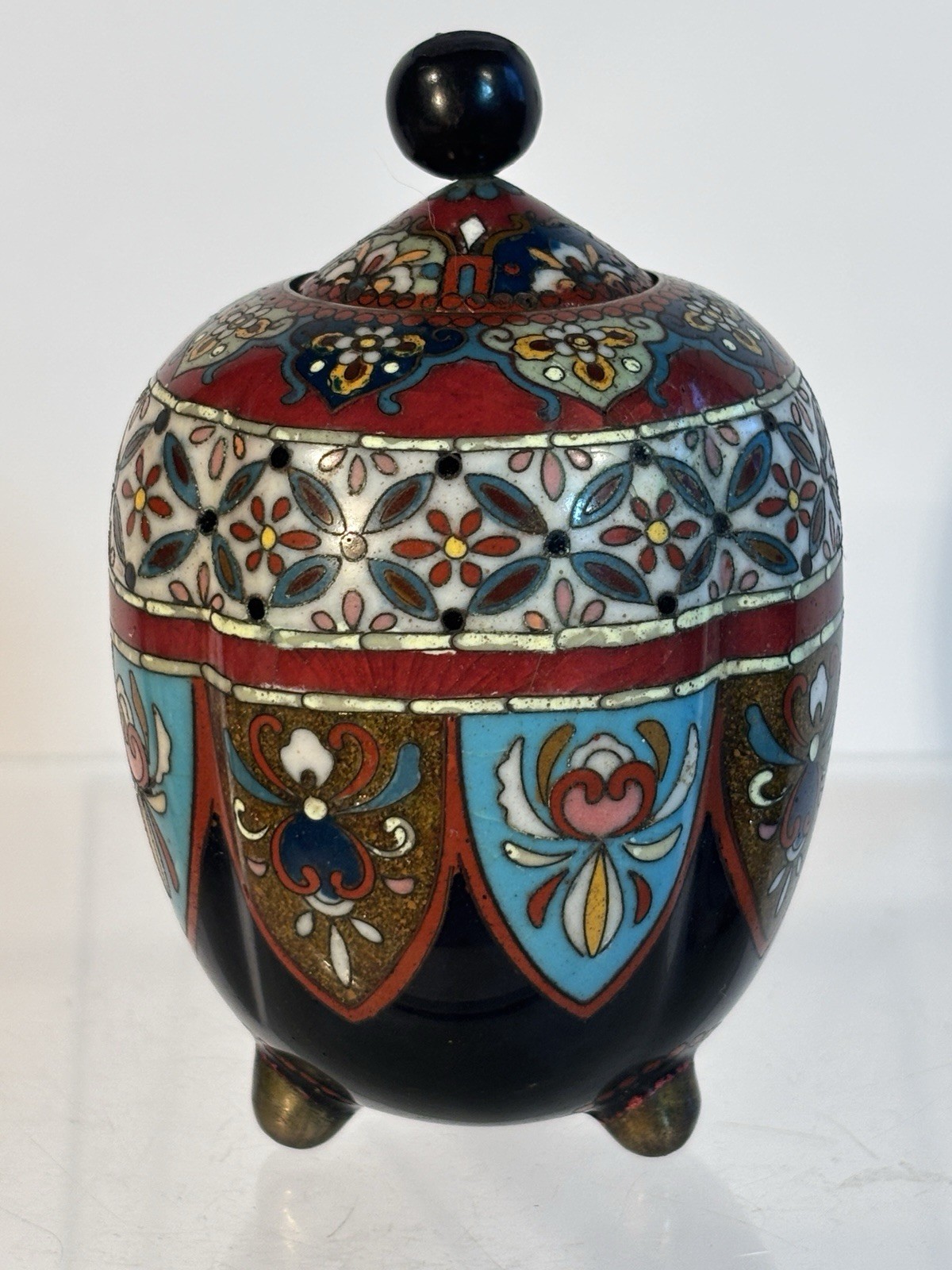 1868-1912 Japanese Cloisonne 4 Panel Enamel on Bronze 3.75\