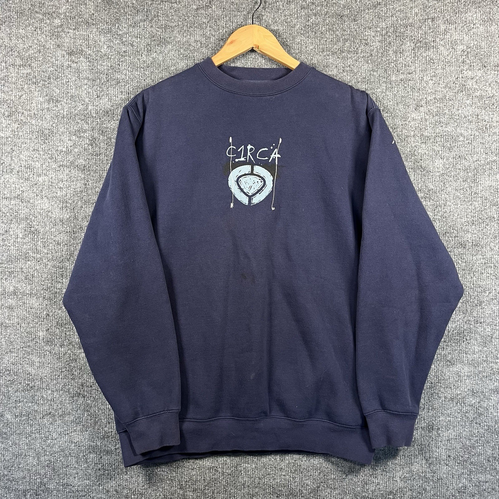 Vintage CIRCA Circa Sweatshirt Large Blue 90s Skateboarding Chad Muska RARE