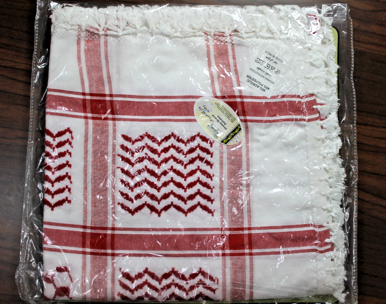 NEW Jordanian Style Shemagh Red White Keffiyeh Scarf Traditional Arab Headwear