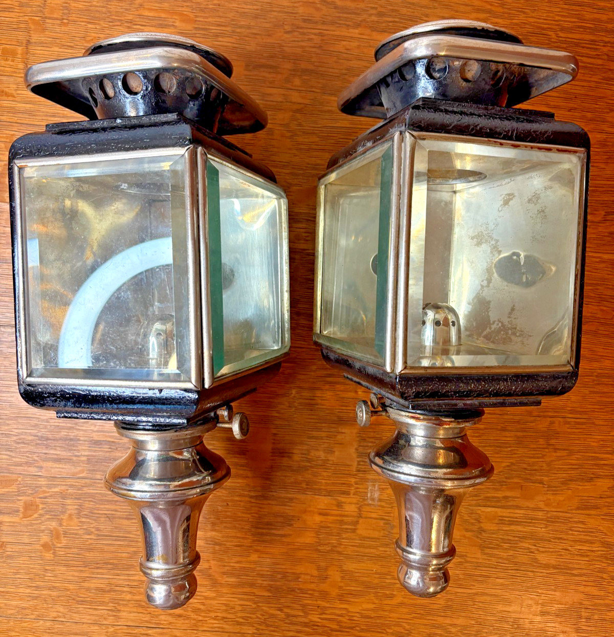 PR. Antique 19thC Horse drawn carriage lanterns.Stamped C.Cowles&Co.New Haven CT
