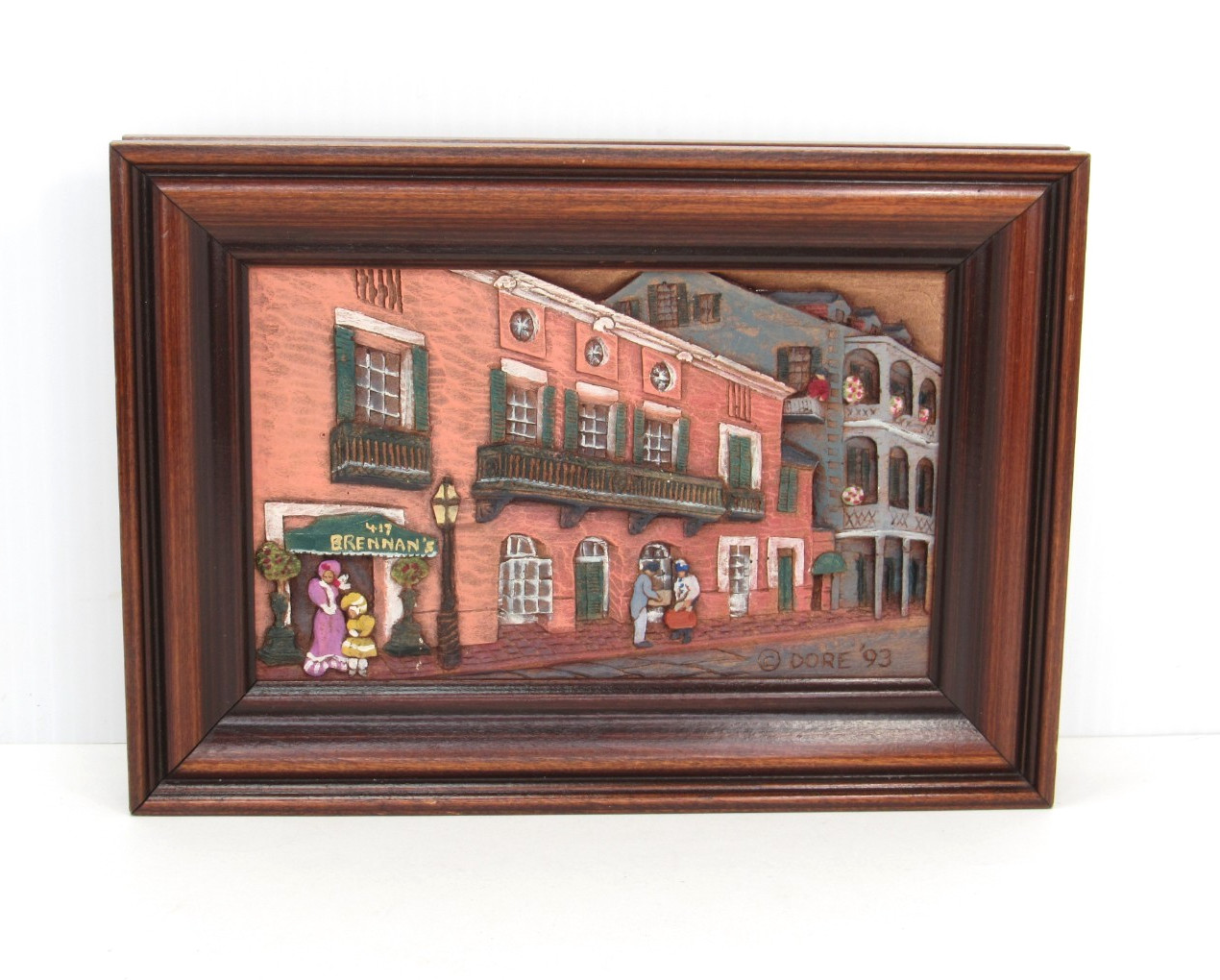 READ * Vtg RARE Street Scenes Woodgraph Art Brennan’s Rue Royal New Orleans Dore