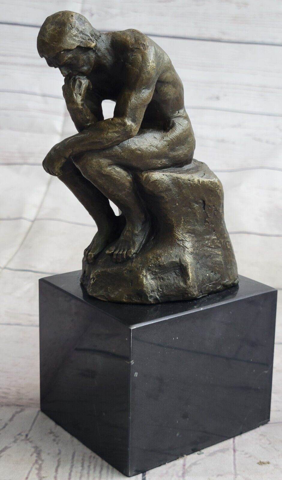 Rodin`s The Thinker Brown Bronze Great Patina Sculpture Home Decor Figurine Gift