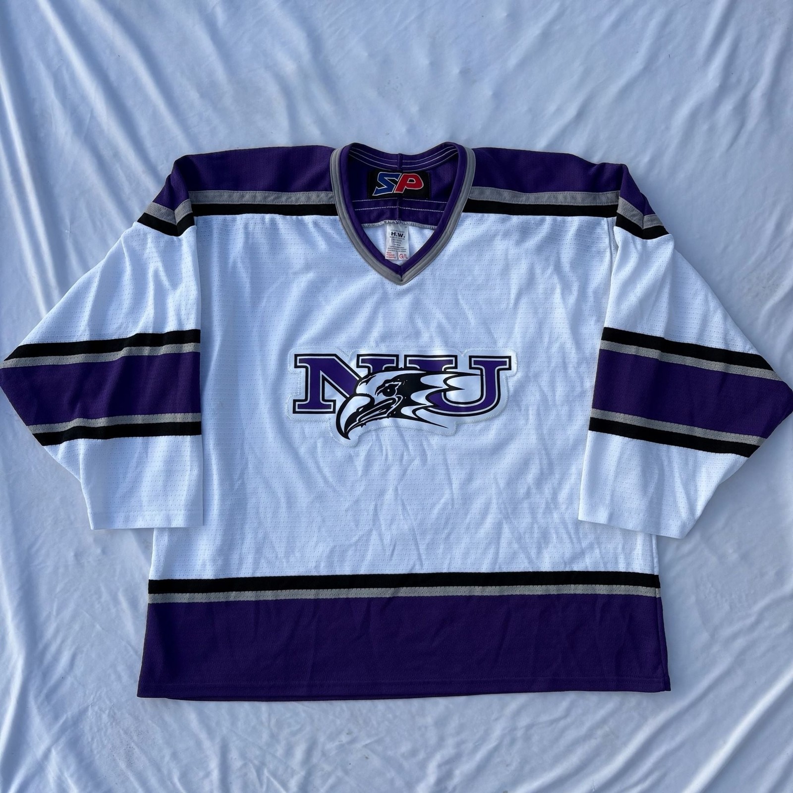 Vintage Niagara University Purple Eagles Hockey Jersey Size L SP Canada NCAA