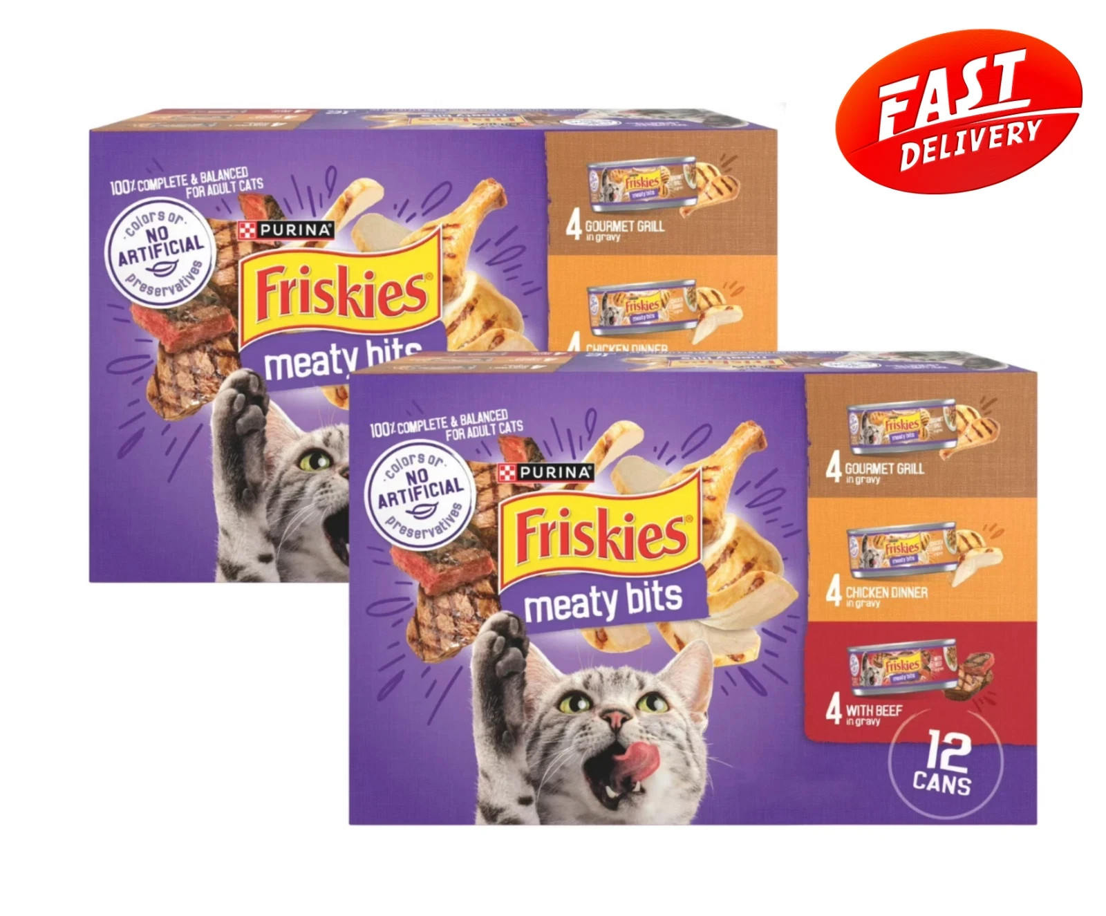 2 Packs - Friskies Gravy Variety Pack, Meaty Bits,Wet Cat Food 5.5 oz. 12 Cans 2 Packs - Friskies Gravy Variety Pack, Meaty Bits,Wet Cat Food 5.5 oz. 12 Cans