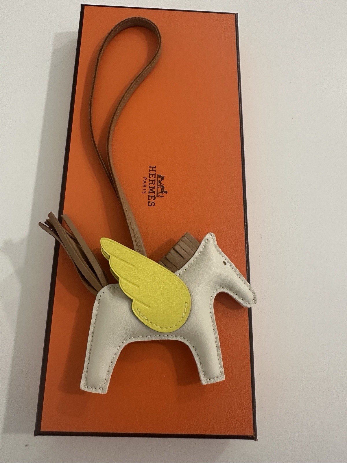 HERMES Rodeo Pegase PM charm Lambskin Craie Chai Lime NEW BOX RECEIPT HERMES Rodeo Pegase PM charm Lambskin Craie Chai Lime NEW BOX RECEIPT