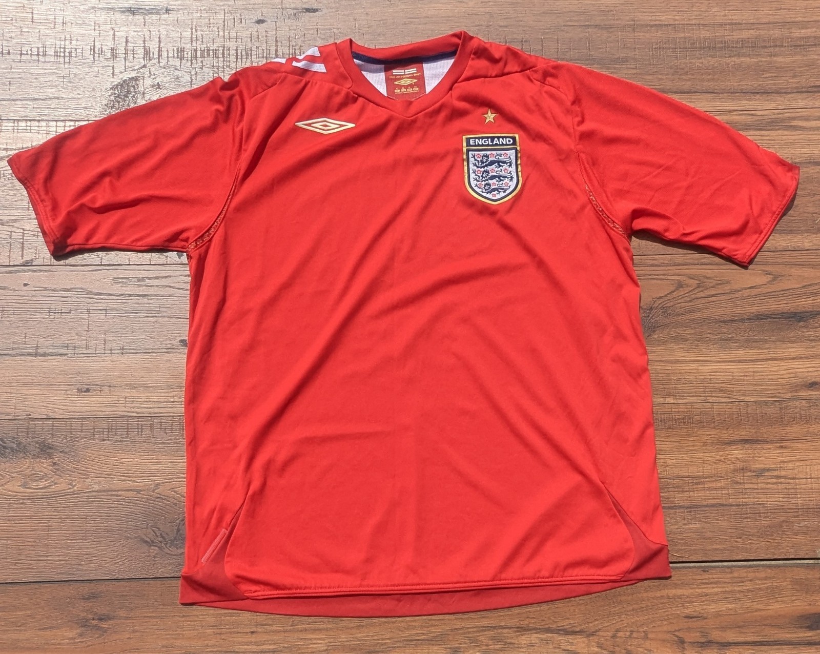 England Football Shirt Away 2006 2008 Mens XL Red