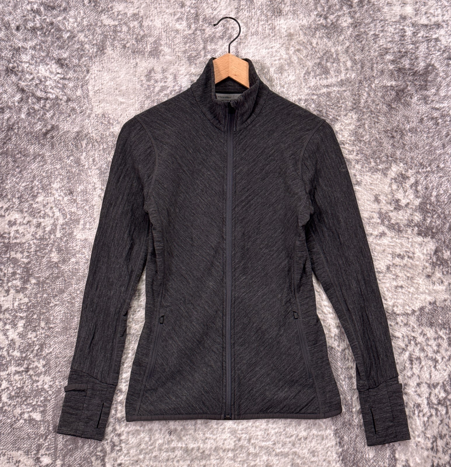 Icebreaker Descender Full Zip Jacket Small Womens Gray Performance Merino Wool