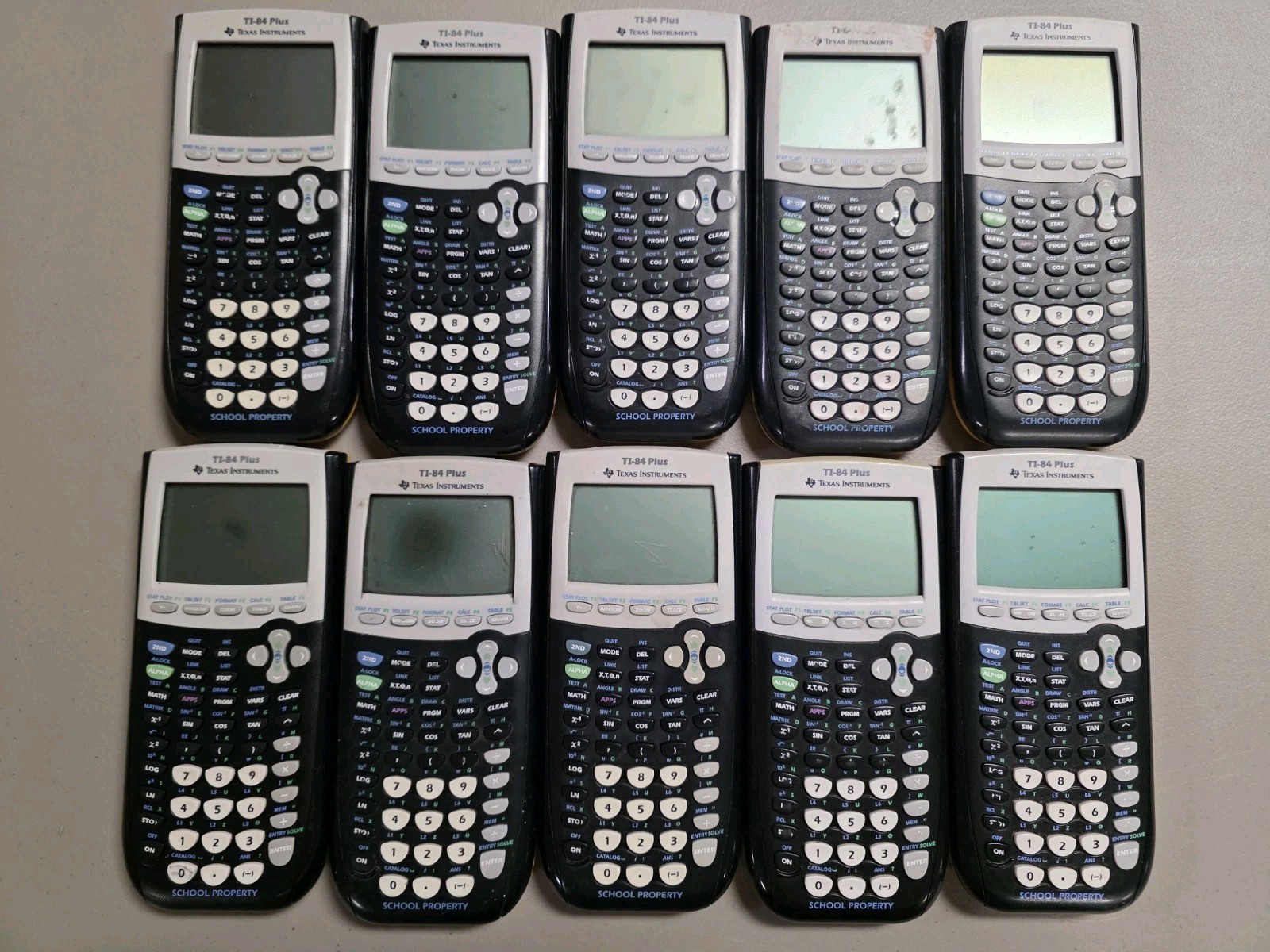 TI-84 Plus Graphing Calculator (LOT of 10), Texas Instruments School Classroom