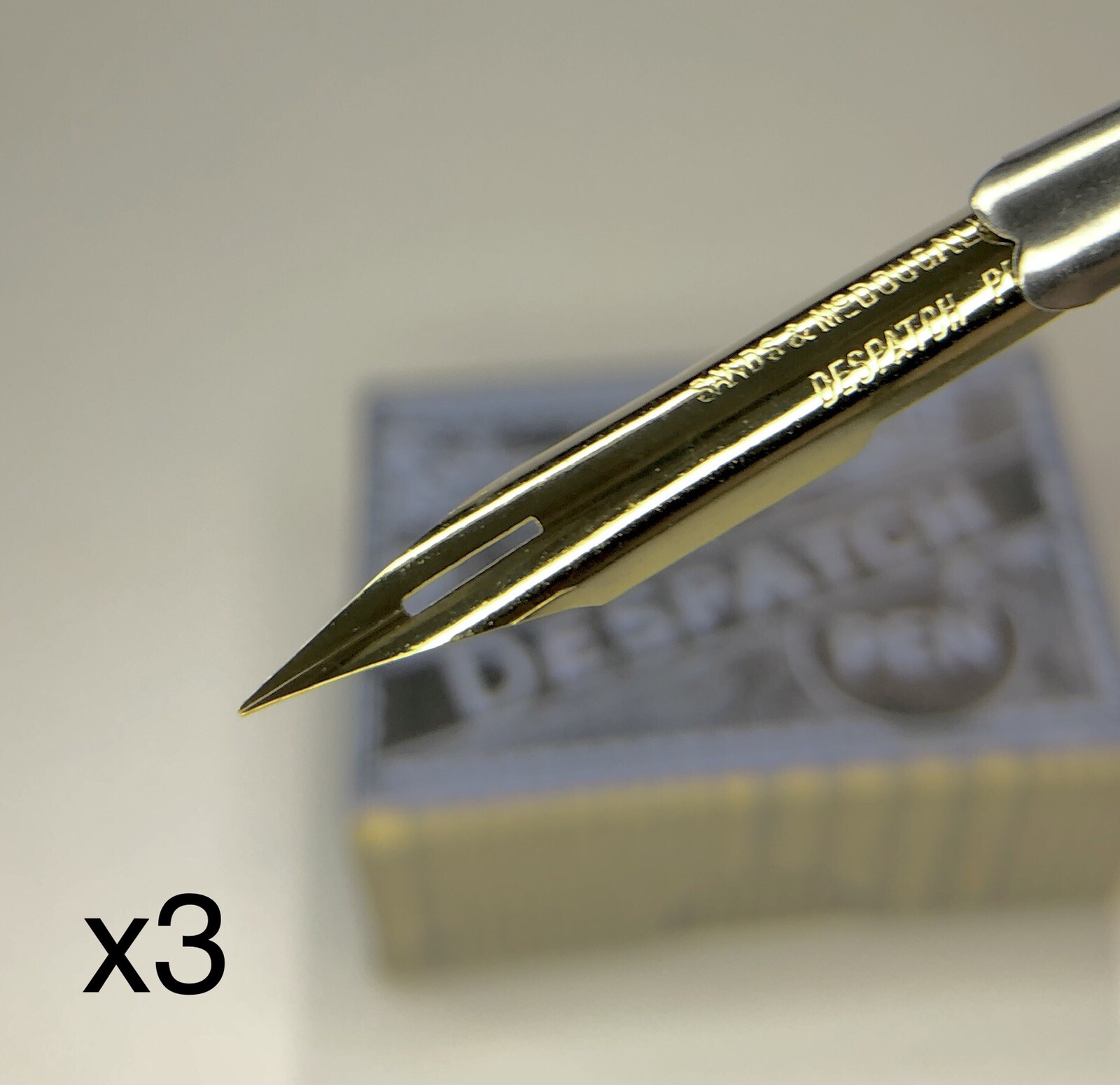 x3 VTG Sands & McDougal Despatch Pen Nibs Fine & Smooth Gold Tone Dip Pens NEW