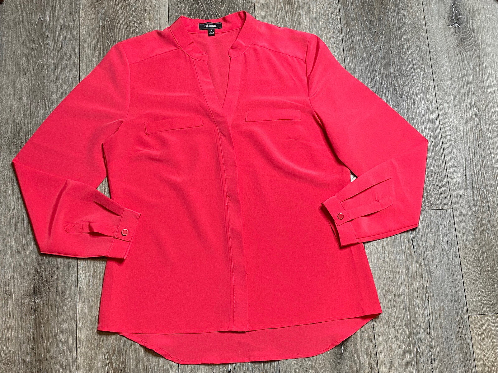 Women’s Elementz Business Casual Button Up Hot Barbie Pink Size Small