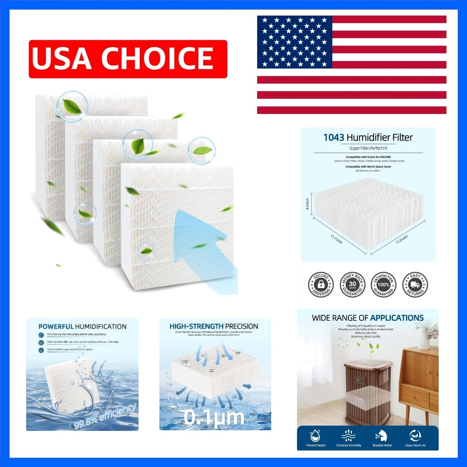 4-Pack 1043 SuperWick Humidifier Filter Replacement for Essick AirCare EP9500...