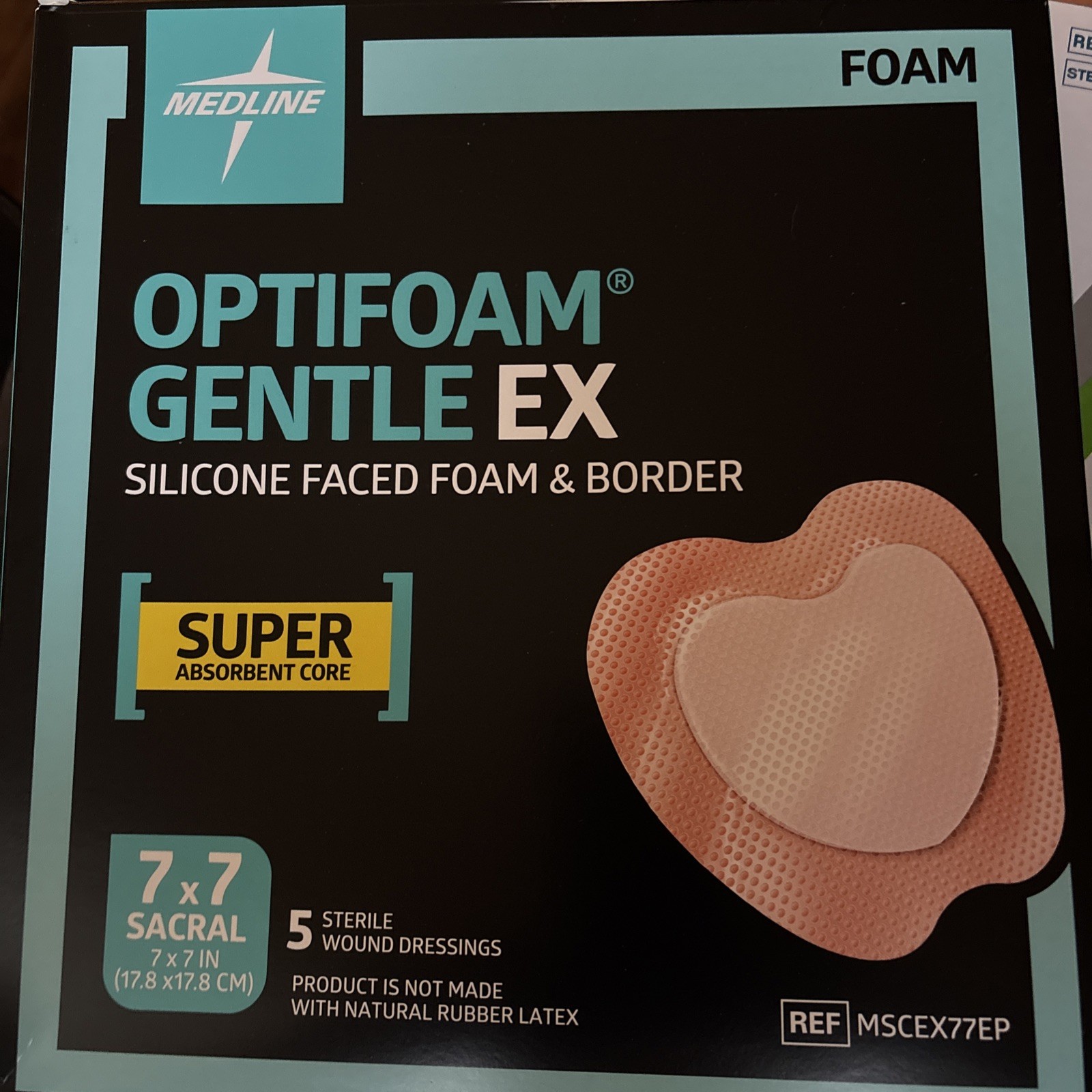 MEDLINE OPTIFOAM GENTLE EX 7X7 WOUND DRESSING MSCEX77EP EXP 10/28 BOX OF 5 - NEW MEDLINE OPTIFOAM GENTLE EX 7X7 WOUND DRESSING MSCEX77EP EXP 10/28 BOX OF 5 - NEW