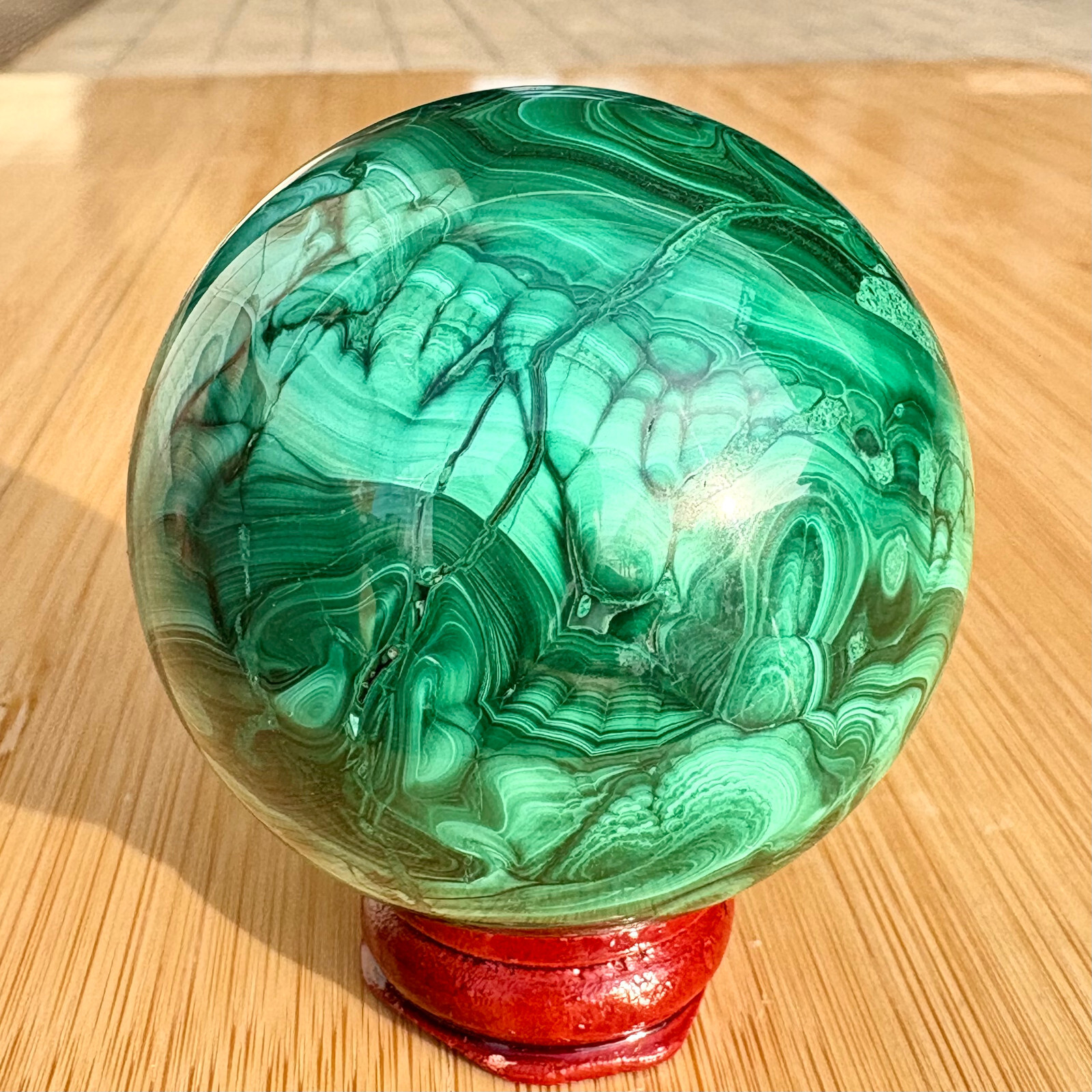 409G Rare Natural Malachite quartz hand Carved sphere Crystal Healing Gem ball