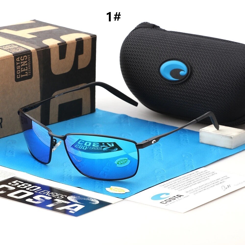 Costa Del Mar Classic Square Sunglasses Polarized Lens Metal Frame Costa Del Mar Classic Square Sunglasses Polarized Lens Metal Frame