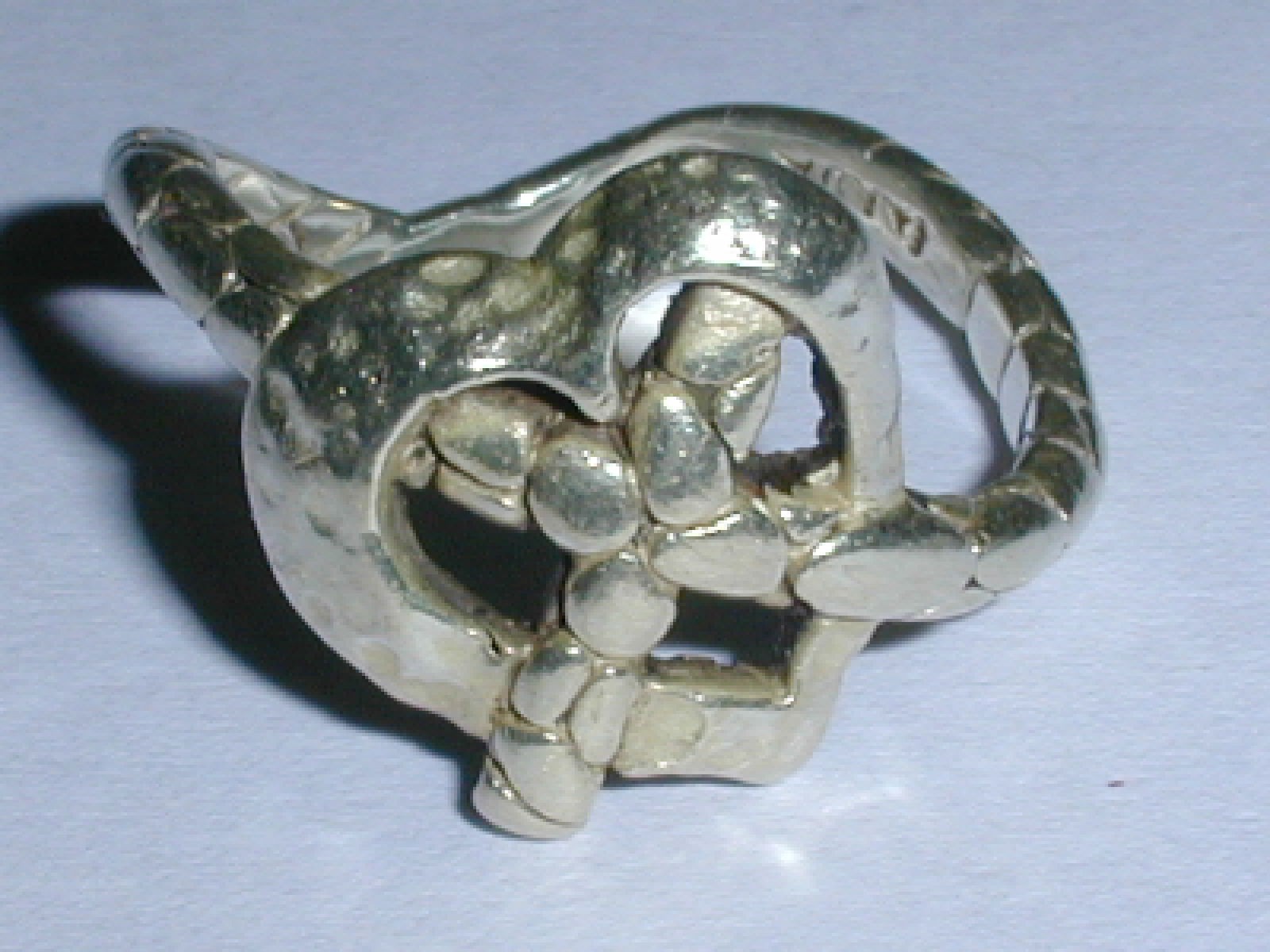 RARE- SARDA STERLING SILVER PEBBLE TEXTURE ABSTRACT HEART W/ CROSS RING- SIZE 7
