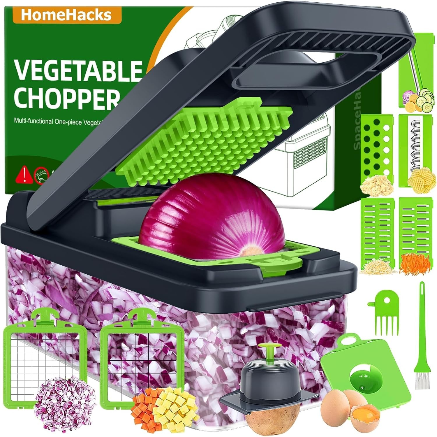 15-in-1 Vegetable Chopper with container,Veggie Chopper,Onion Chopzilla,Slicer