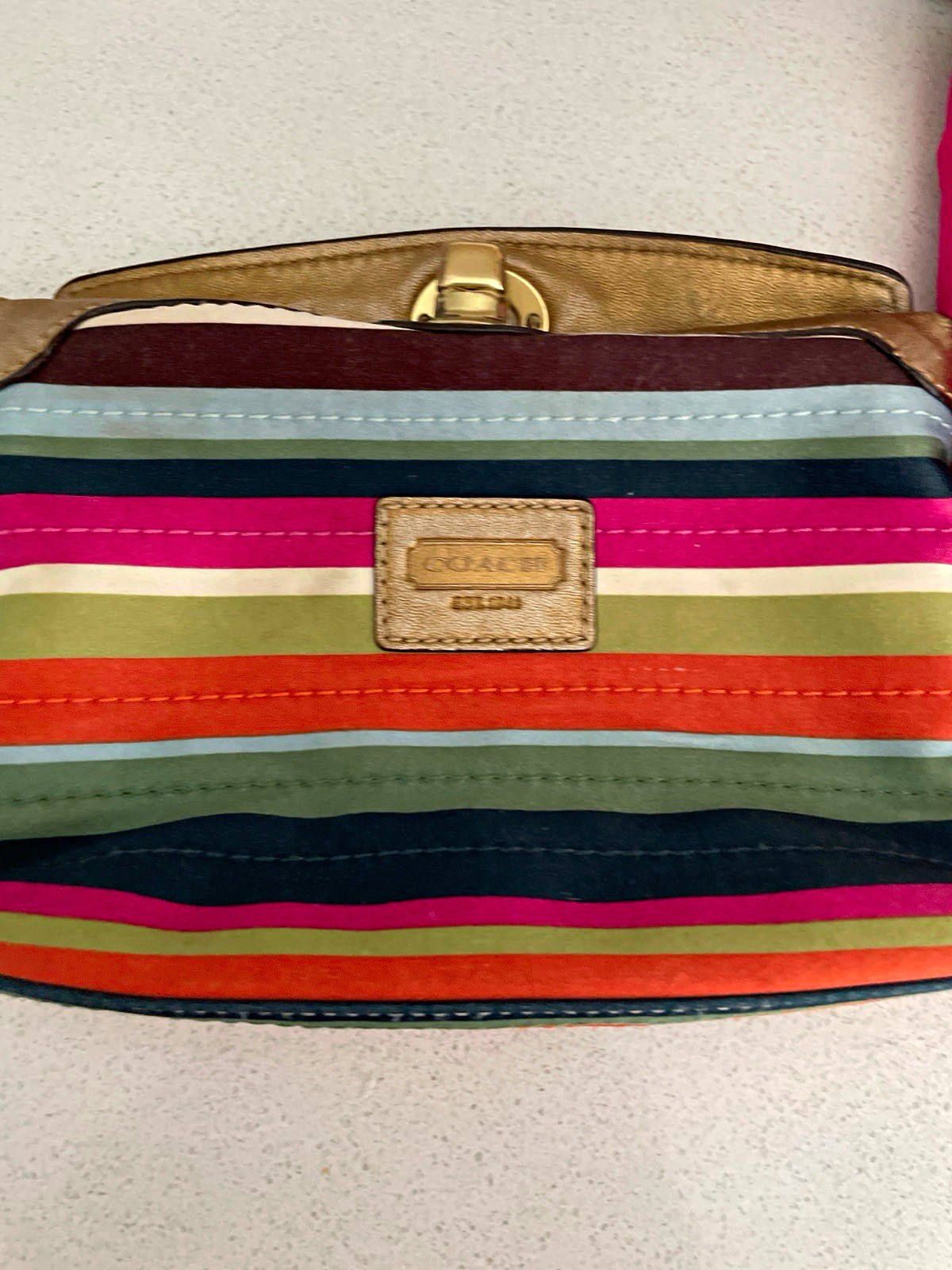 Authentic vintage Coach Y2K Legacy stripe wristlet