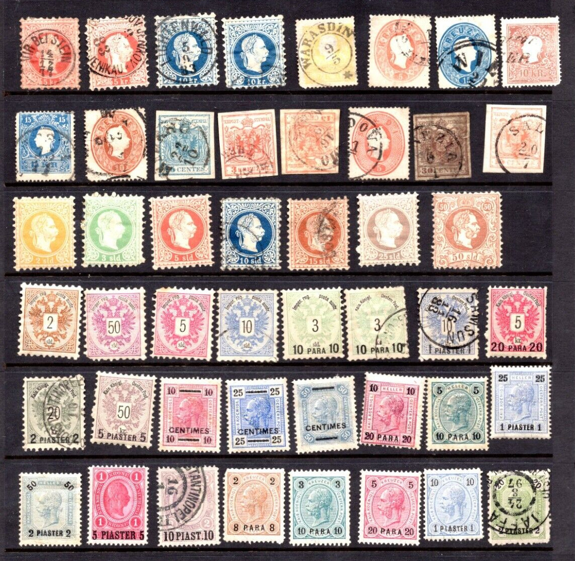 AUSTRIA 1860-1909 COLLECTION OF 70 CLASSIC STAMPS INCLUDES OFFICES IN TURKEY