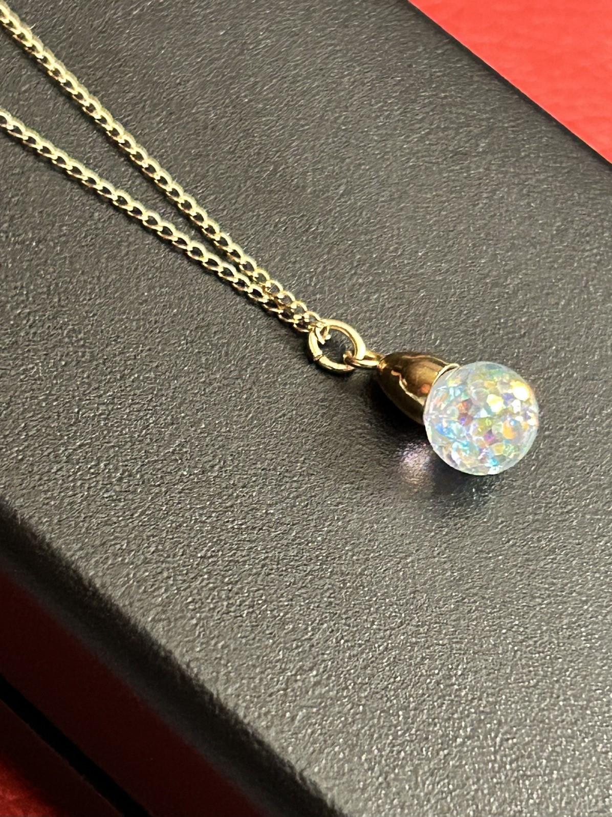 Vintage 12k Gold Filled Floating Opal Pendant Necklace 