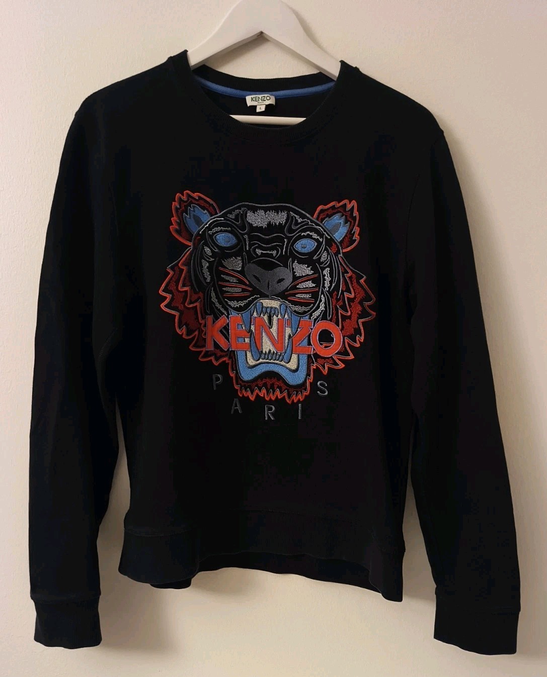 Kenzo Paris Tiger Embroidered Sweatshirt Black Size L Authentic
