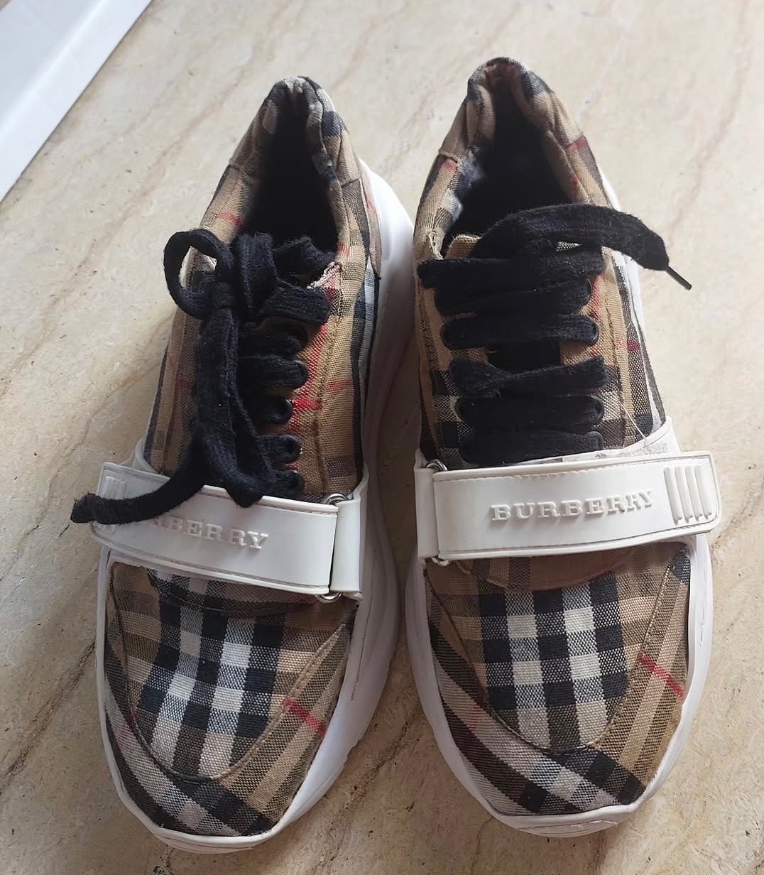 Burberry Regis Checkered Beige Sneakers 38.5 39 Burberry Regis Checkered Beige Sneakers 38.5 39