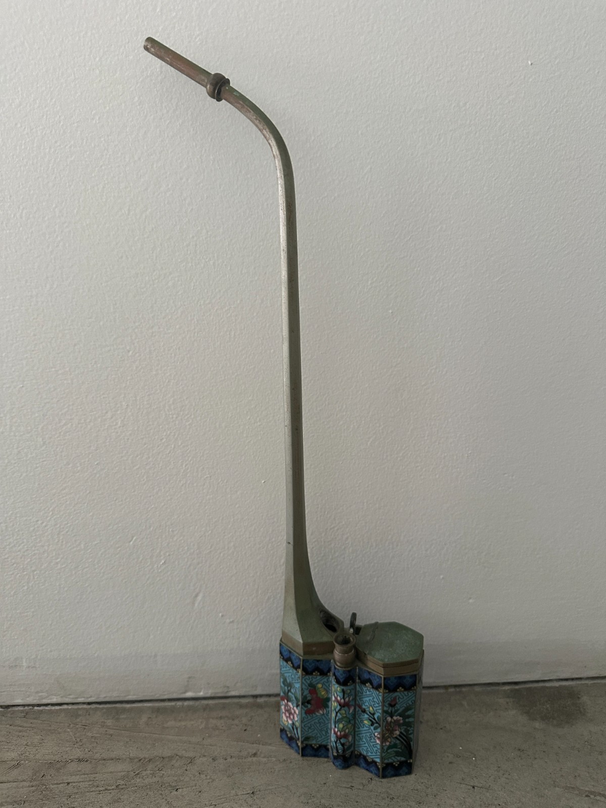 Antique Traditional Chinese Paktong and cloisonné Enamel Water Pipe Late Qing Antique Traditional Chinese Paktong and cloisonné Enamel Water Pipe Late Qing