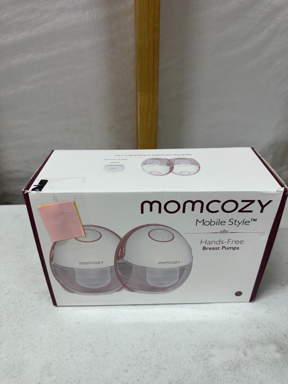 Momcozy Hands-Free Electric Breast Pump BP311, Two Pumps, White/Pink, 21/24mm