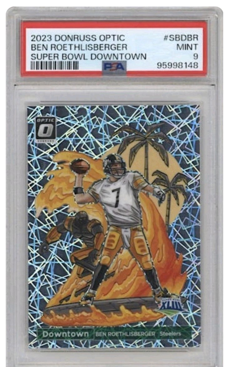 2023 PANiINI DONRUSS OPTIC SUPER BOWL DOWNTOWN BEN ROETHLISBERGER #SBD-BR PSA 9 