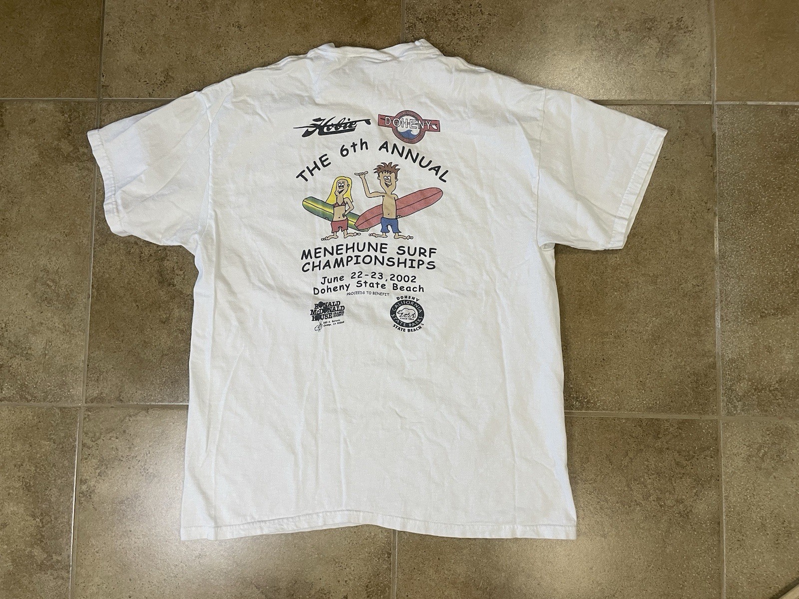 Vintage Y2k Hobie T-Shirt Mens Sz L White Tee Surf Beach Doheny USA 90s