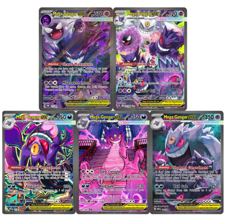 5 PIECE MEGA GENGAR EX SIR CUSTOM ART🔥 COSPLAY CARDS🔥(NON TCG)
