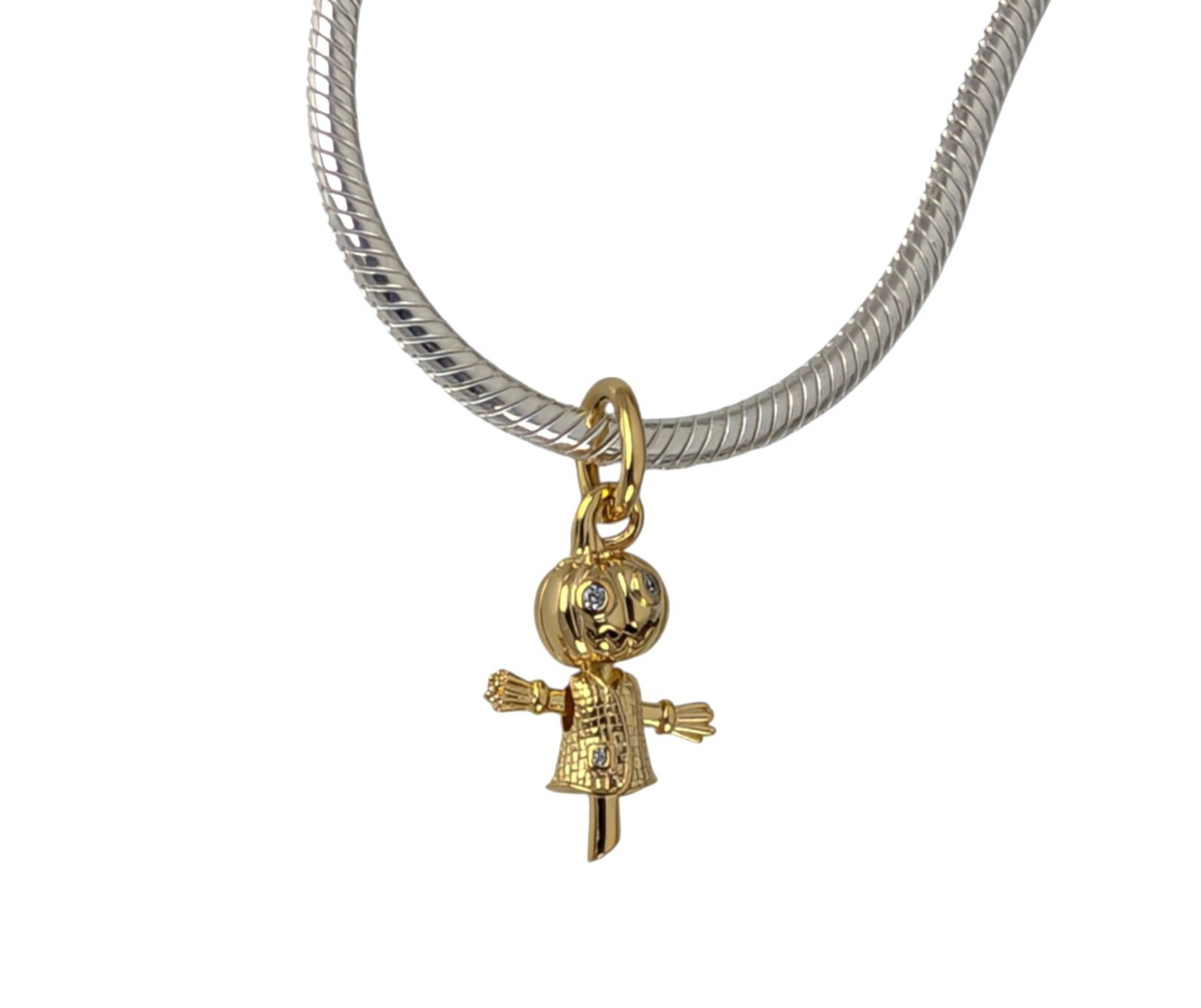 New 100% Authentic PANDORA 14k Gold Pumpkin Head Scarecrow Dangle Charm764770C01