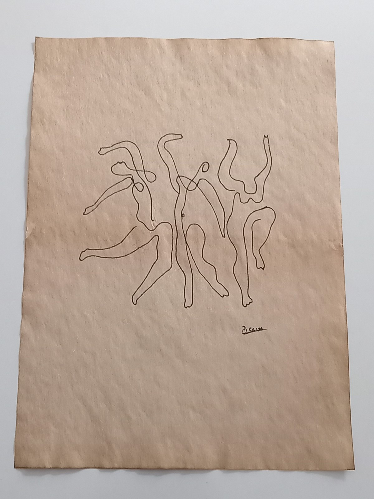 Pablo Picasso Drawing on paper (Handmade) signed and stamped mixed media.