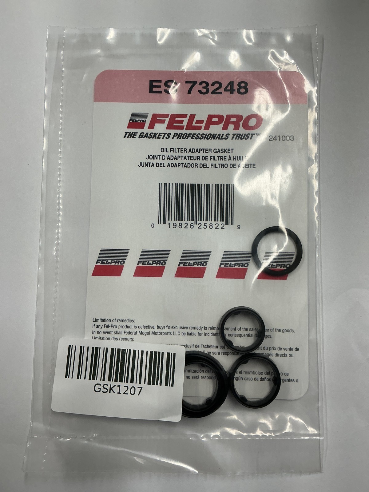 Fel-Pro ES 73248 Engine Oil Cooler Adapter Seal Set Premium 3.6L V6