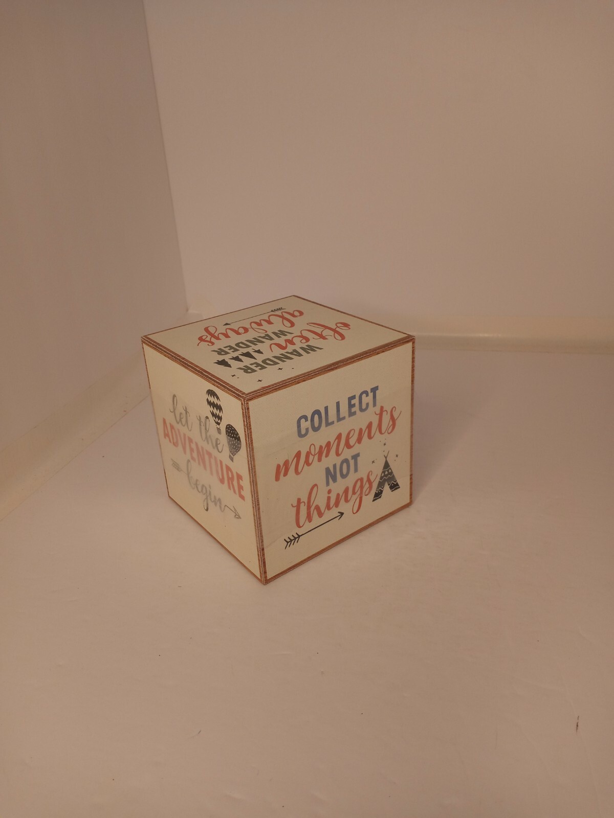 *New* Ashland Summer Boho Painted Wooden Tabletop Square Block Decor 5\ *New* Ashland Summer Boho Painted Wooden Tabletop Square Block Decor 5\