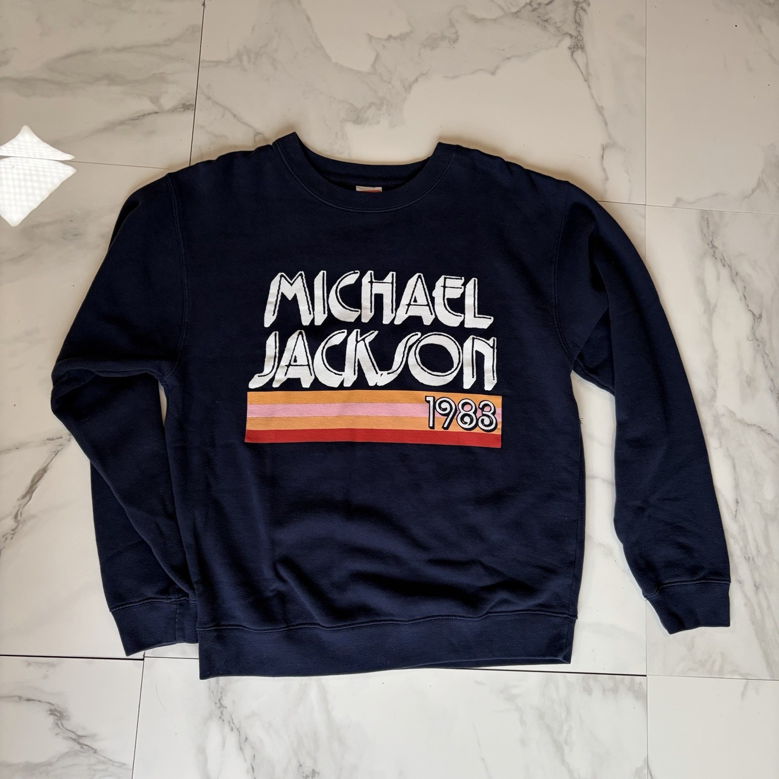 Michael Jackson 1983 Junk Food Tees Navy Graphic Crewneck Sweatshirt Size S NWOT