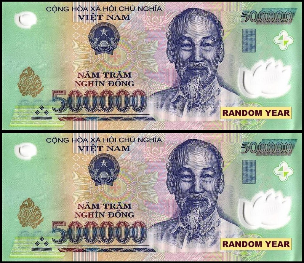 1,000,000 VND (2x 500.000) ONE MILLION VIETNAMESE DONG\' VIETNAM MONEY & CURRENCY